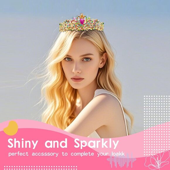 Crystal Tiara Crown Headband Princess Elegant Crown with combs for Women Girls B - Picture 4 of 7